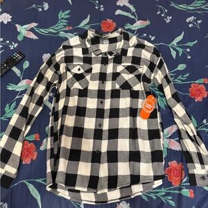 Girls Black and White Checkered Shirt